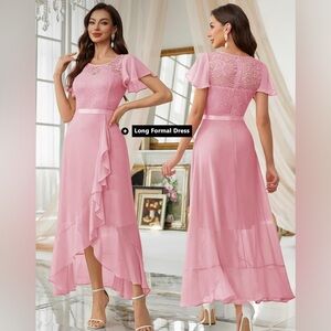 BeryLove Formal 2025 Wedding Guest with Slit Cocktail Elegant Lace Prom Dress